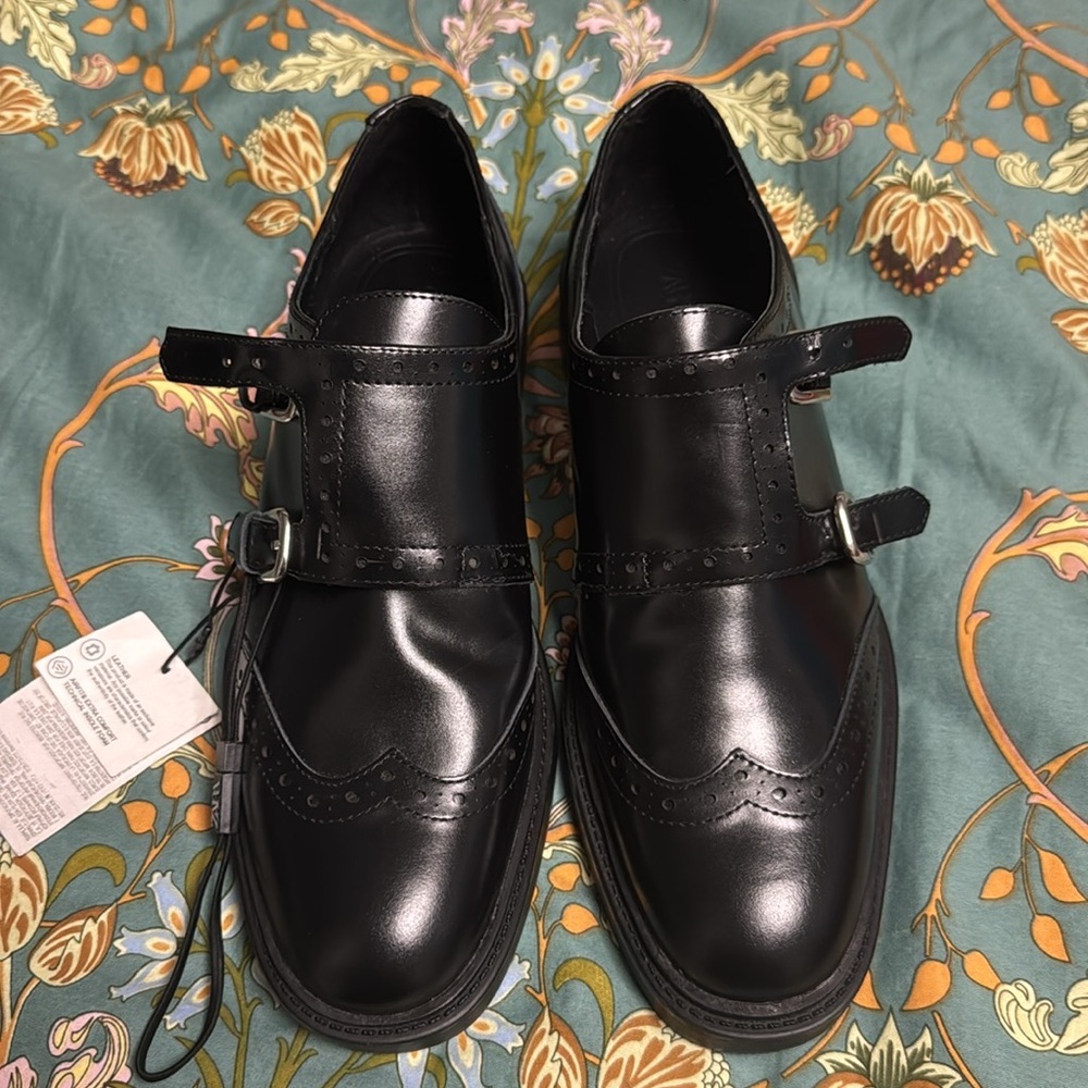 BNWT leather ZARA monk strap oxfords 8 EU 39